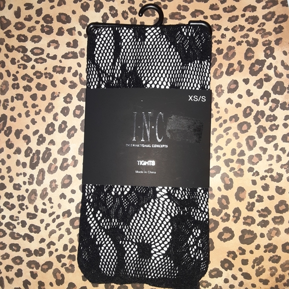I.N.C. Glitter Fishnet Tights – Metallic Sheer Stockings With High Waist, Black XS/S - View #8